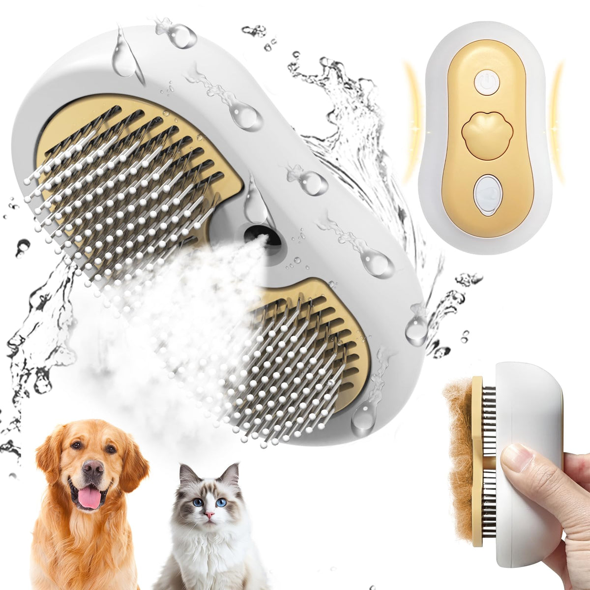 3in1 Rechargeable Cat & Dog Brush for SheddingCat Steam Brushes